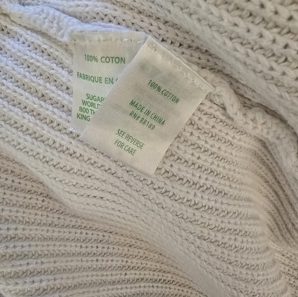 Lily Pulitzer Small 100% Cotton Fringe Hem White Sweater - Picture 5 of 11